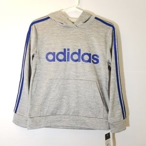 NWT. ADIDAS Grey with Blue Sweatshirt Hoodie. Boys
